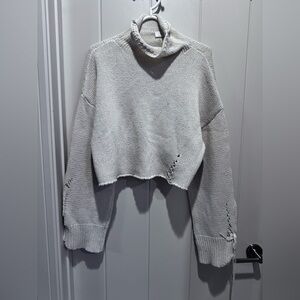 OAK + FORT Cropped Turtleneck Sweater in off white